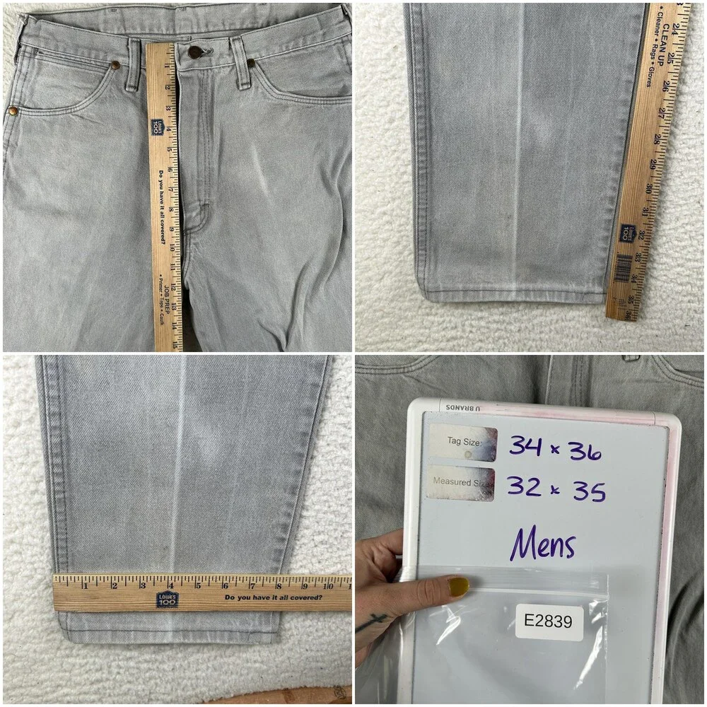 Vintage Wrangler Jeans Mens 32x35 Gray Regular Straight Ideal Zipper 3MWZPG 80s